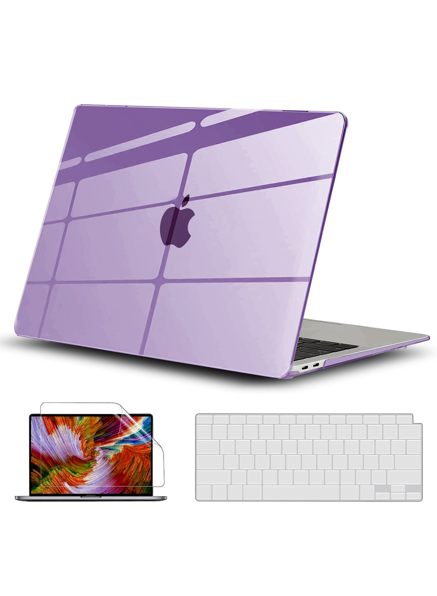 RKINC Case for MacBook Air 15 inch, 2025 2024 2023 M4 A3241 M3 A3114 M2 A2941 Chip with Liquid Retina Display, Plastic Hard Shell, Keyboard Cover, Screen Protector, Transparent Purple